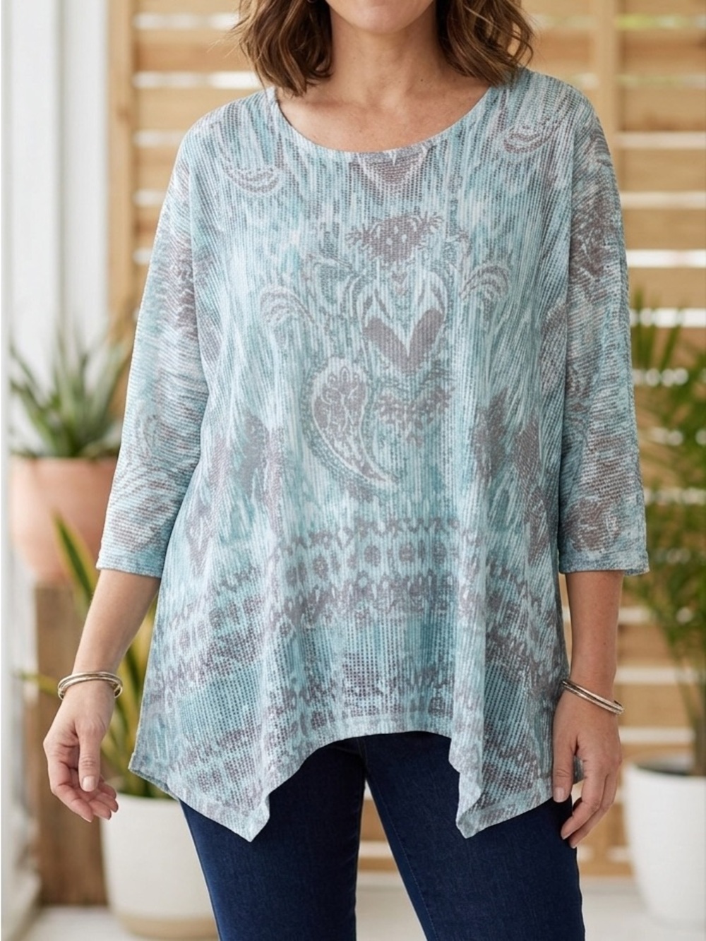 New Directions Weekend Elegant Blue and Gray Women's Top Size 3X